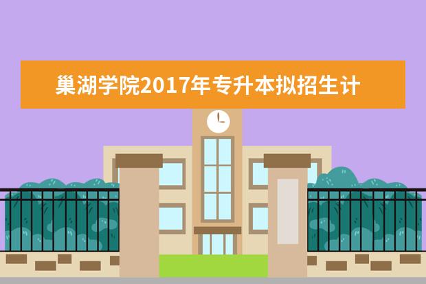 <a target="_blank" href="/academydetailr/786.html" title="巢湖学院">巢湖学院</a>2017年专升本拟招生计划
