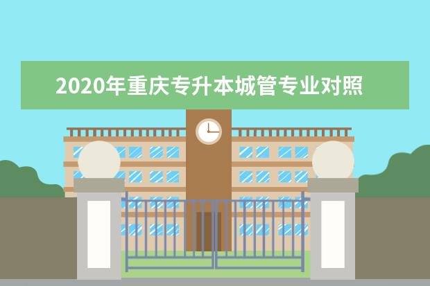 2020年重庆专升本城管专业对照汇总