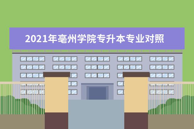 2021年亳州学院专升本专业对照表一览!