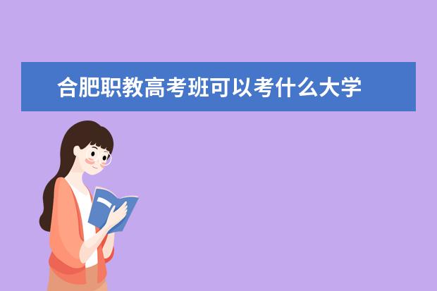 合肥职教高考班可以考什么大学