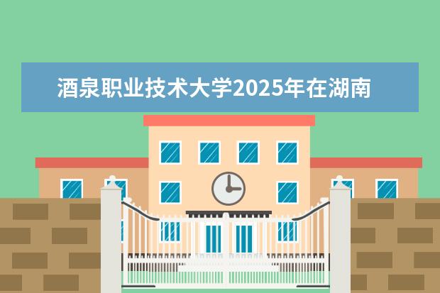 酒泉职业技术大学2025年在湖南招生批次及专业参考